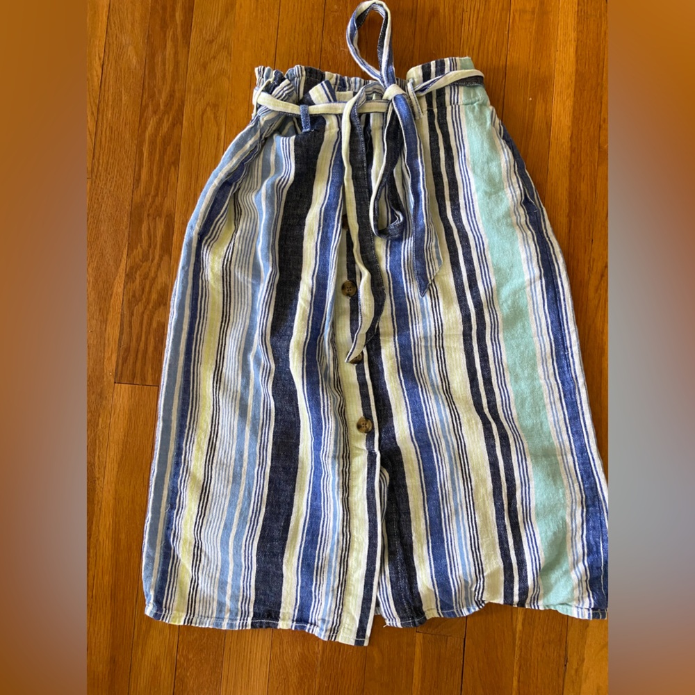a.n.a Striped Midi Skirt - Blue and Green